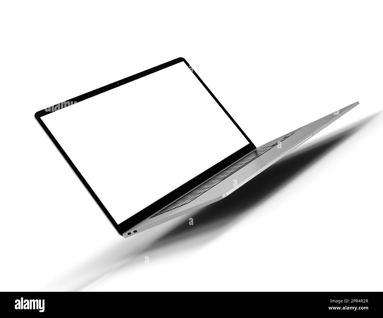Ordinateur portable réaliste - maquette d'ordinateur portable, avec écran vide pour votre conception, isolé sur fond blanc Détails de haute qualité - rendu 3D Banque D'Images