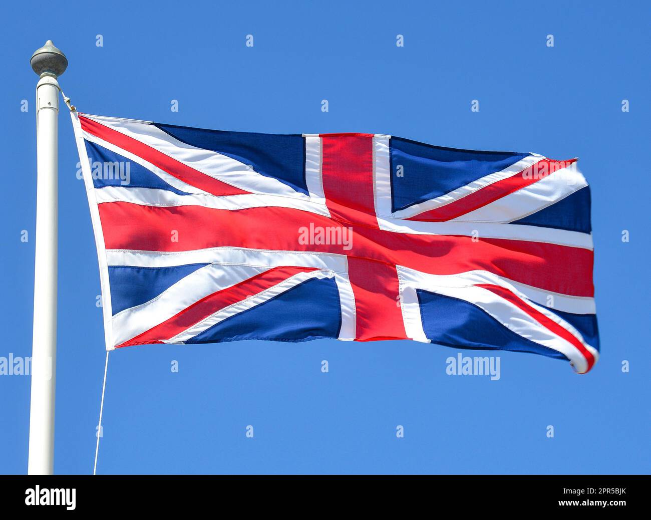 Drapeau Union Jack volant sur le mât, Westminster, Cité de Westminster, Grand Londres, Angleterre, Royaume-Uni Banque D'Images