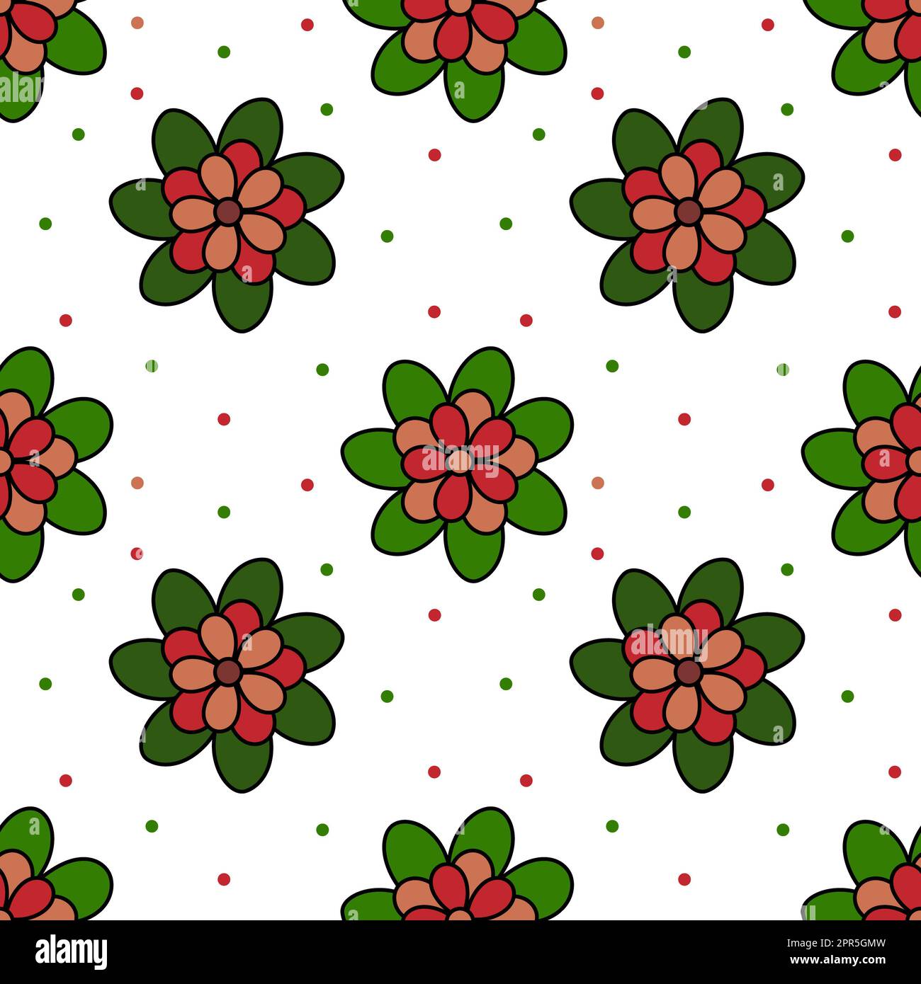 Ajoutez une touche d'élégance et de charme à vos créations avec ce superbe motif fleuri sans coutures à pois. Avec un magnifique motif de fleurs Banque D'Images
