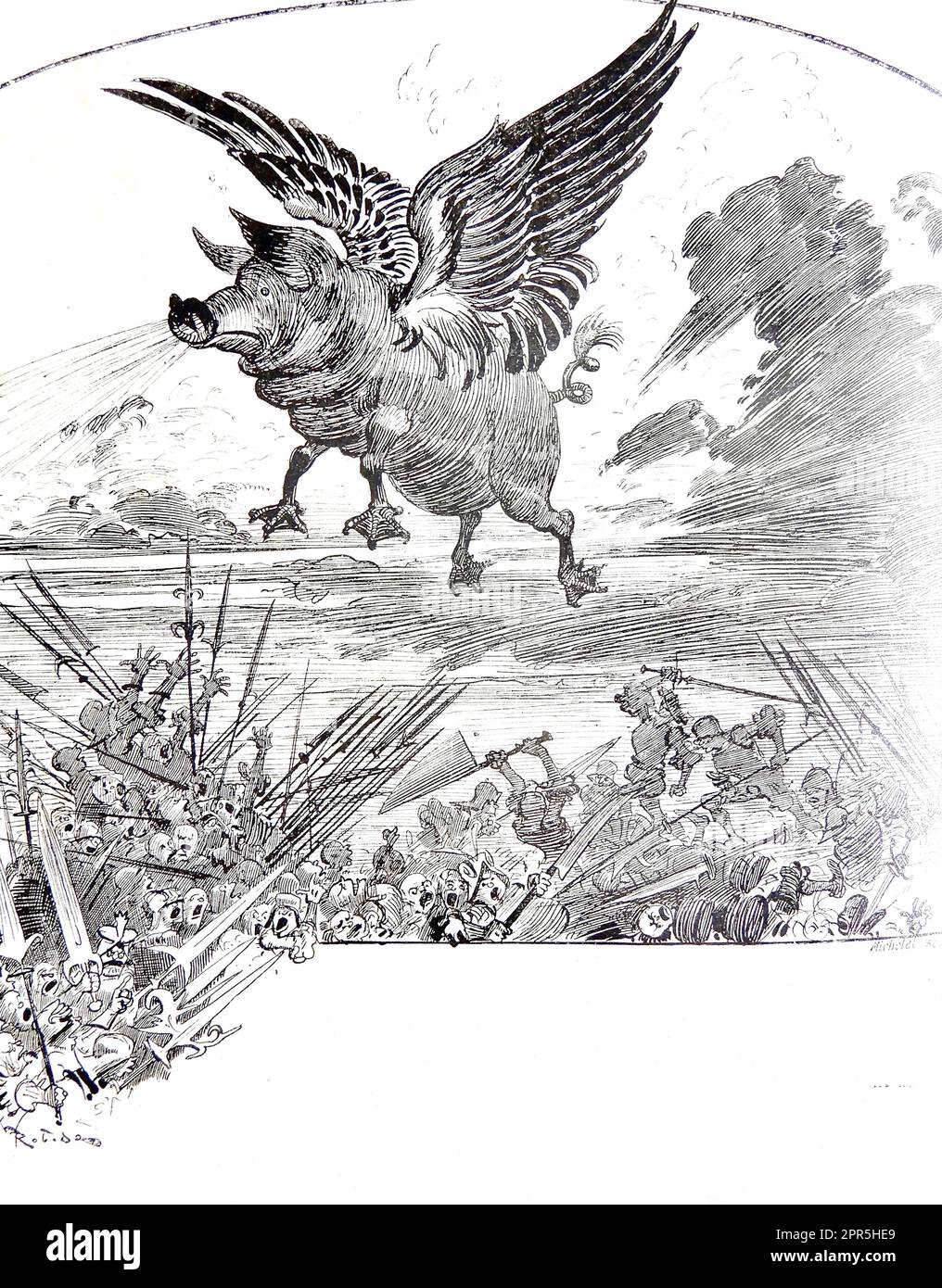 Albert Robida - Mardigras et Pigs pourraient voler - 1886 Banque D'Images