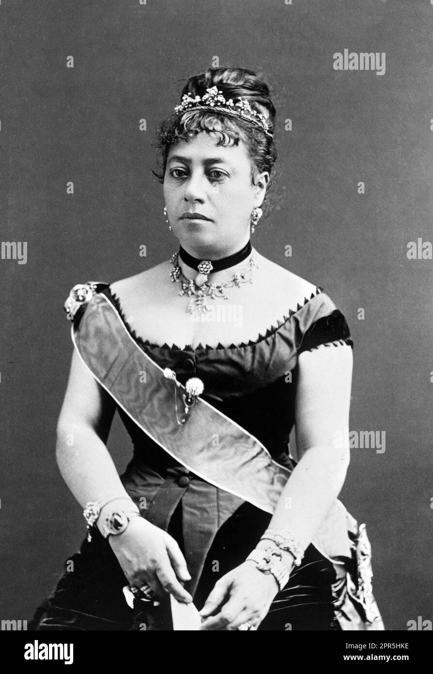 Emma Naea. Portrait d'Emma Kalanikaumakaʻamano Kaleleonālani Naʻea Rooke (1836-1885), Reine Emma d'Hawaï, vers 1879 Banque D'Images
