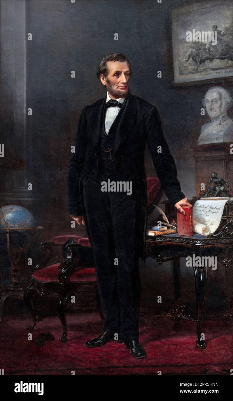 Abraham Lincoln (1809-1865), portrait de W. F. K. travers, huile sur toile, 1865 Banque D'Images