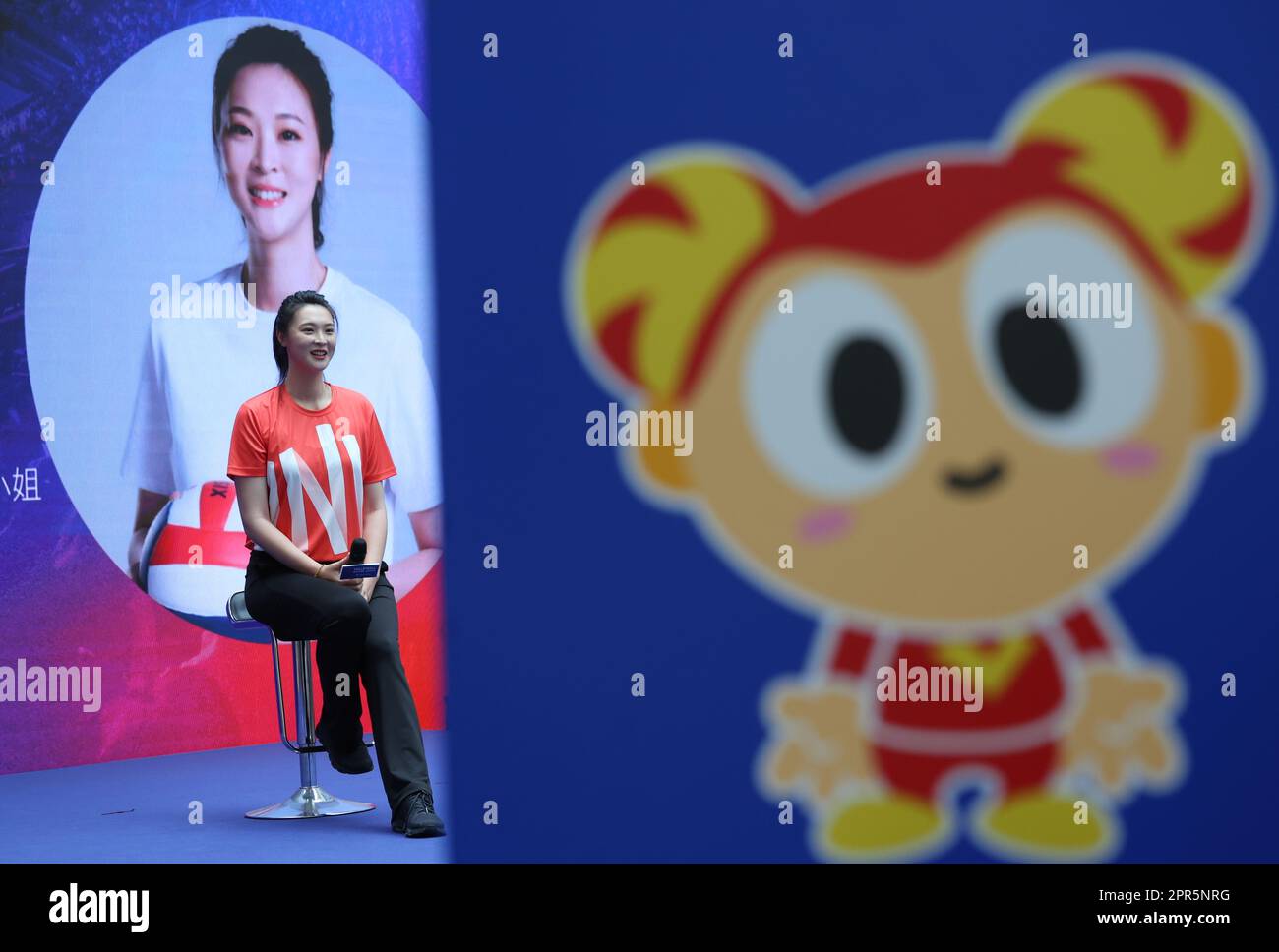 Hui Ruoqi, ancien capitaine du volleyball féminin en Chine, a assisté à la conférence de presse de la FIVB Nations League revenant à Hong Kong à Olympian City, West Kowloon. 22APR23 SCMP/Yik Yeung-man Banque D'Images