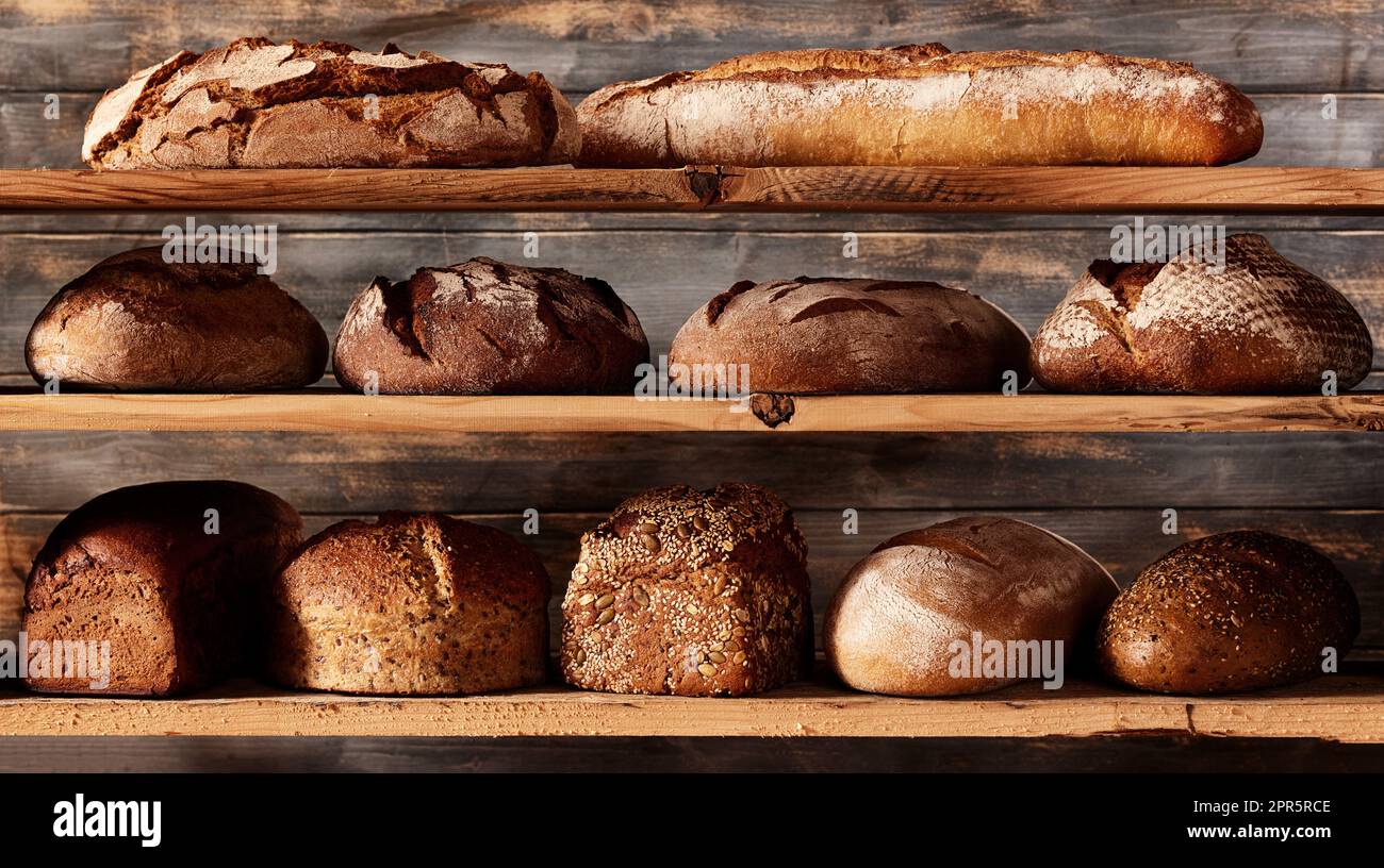 Différents types de pain cuit Banque D'Images