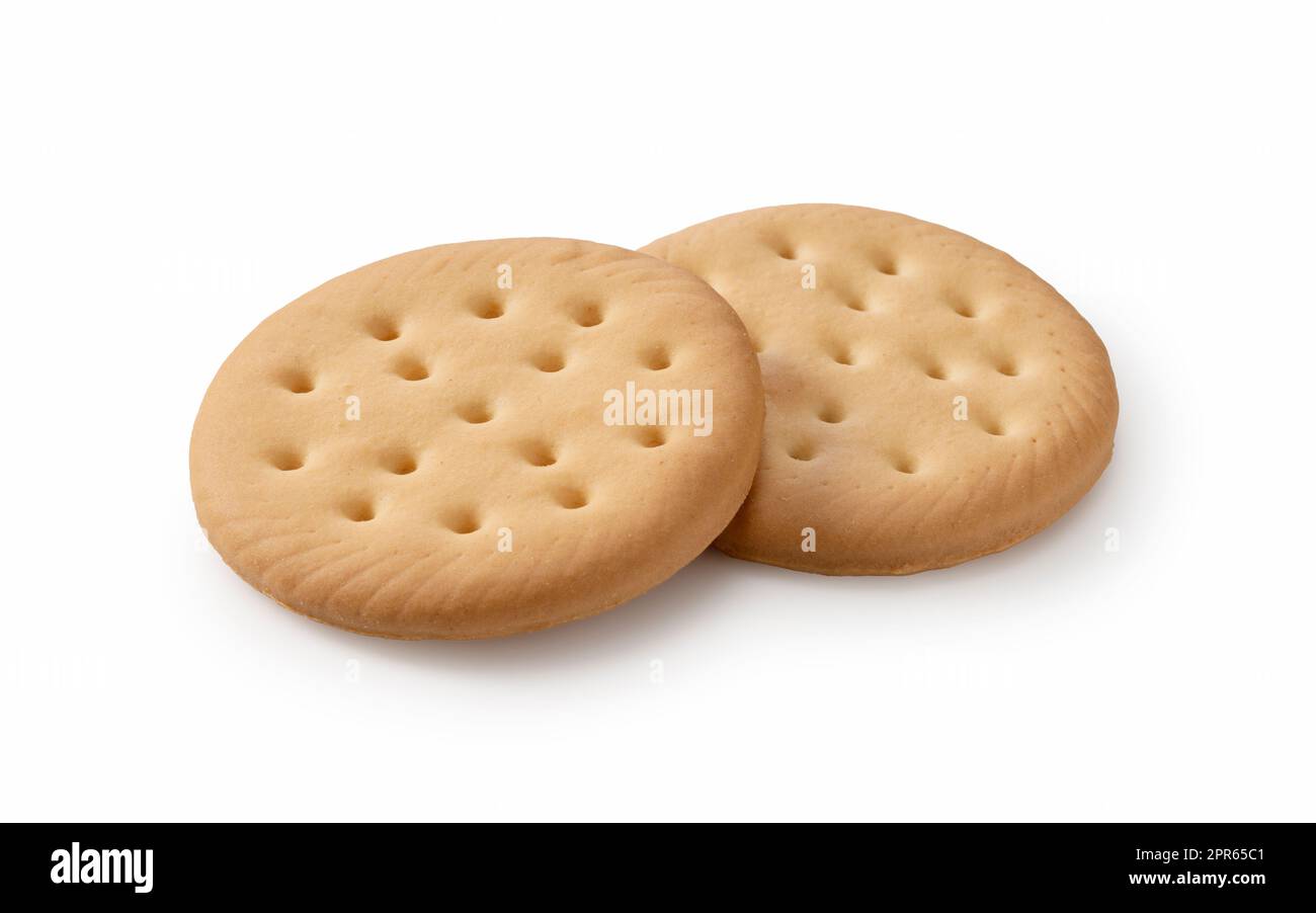 Cookies placés sur un fond blanc. Banque D'Images