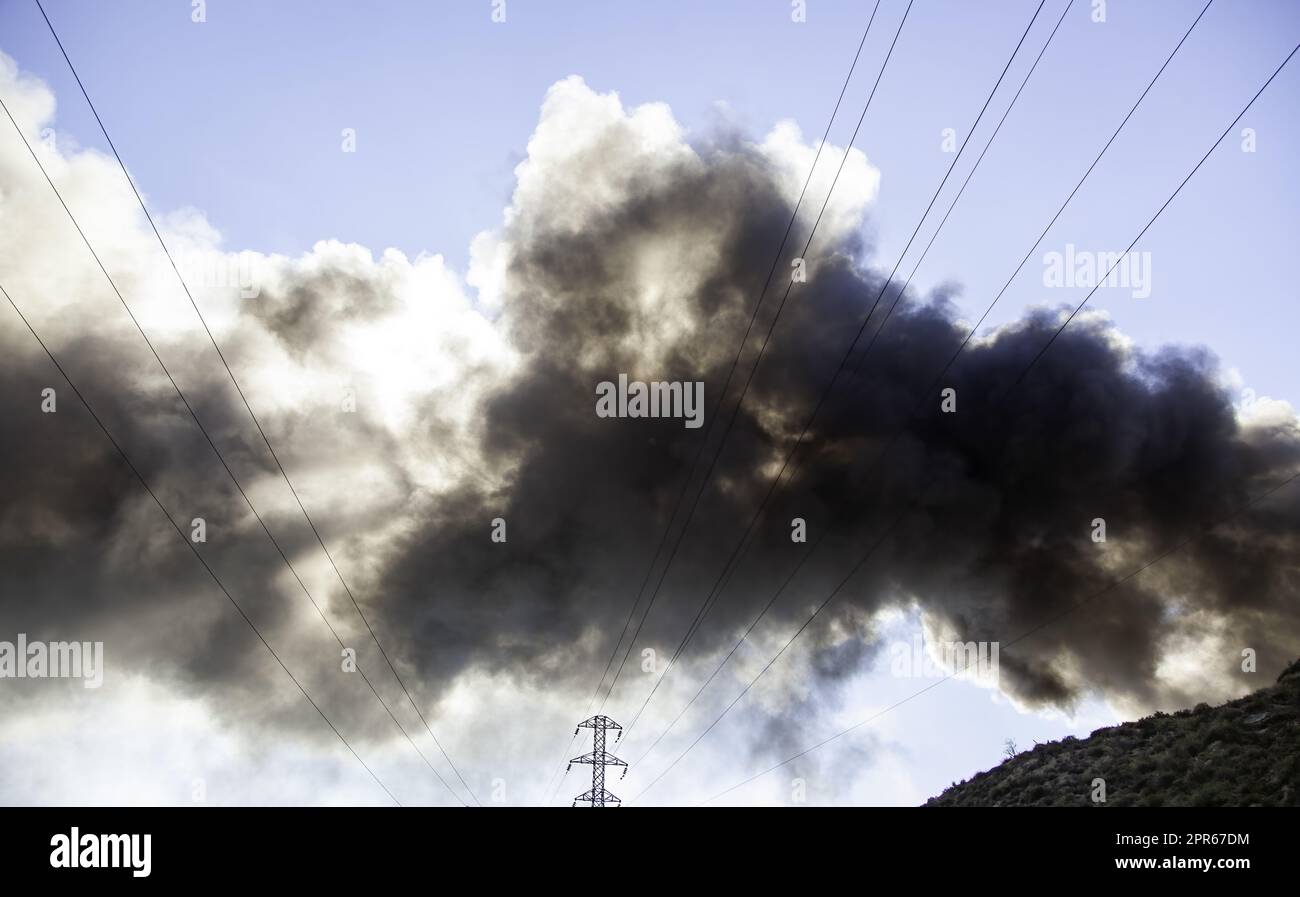Fumée d'incendie industrielle Banque D'Images