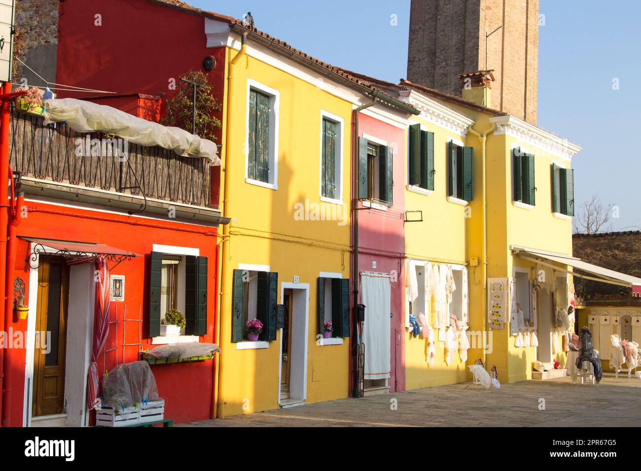 Maisons colorées de l'île de Burano, Venise Banque D'Images