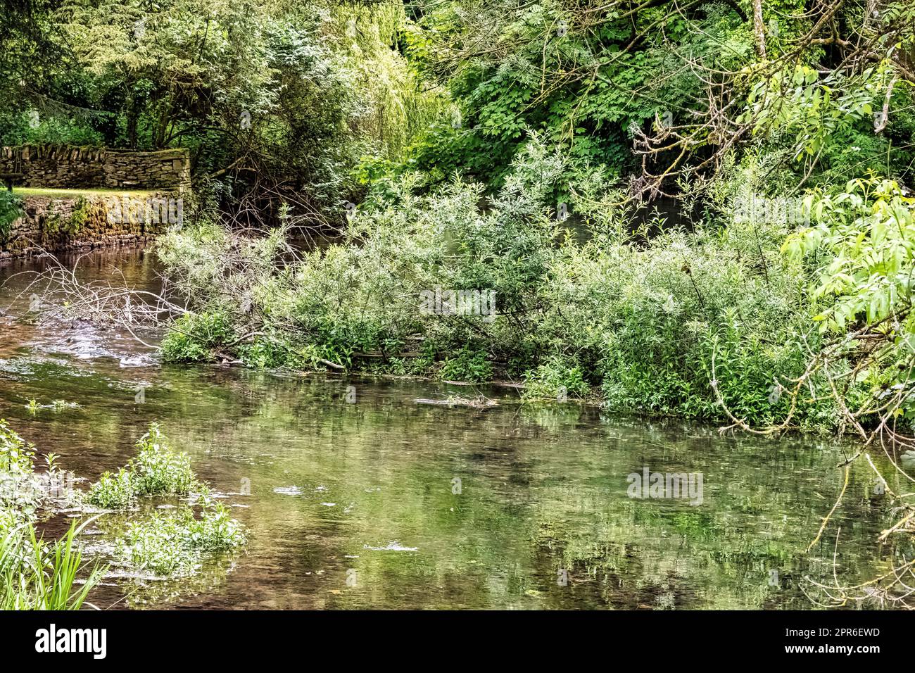 River Coln - Bibury, Gloucestershire, Royaume-Uni Banque D'Images