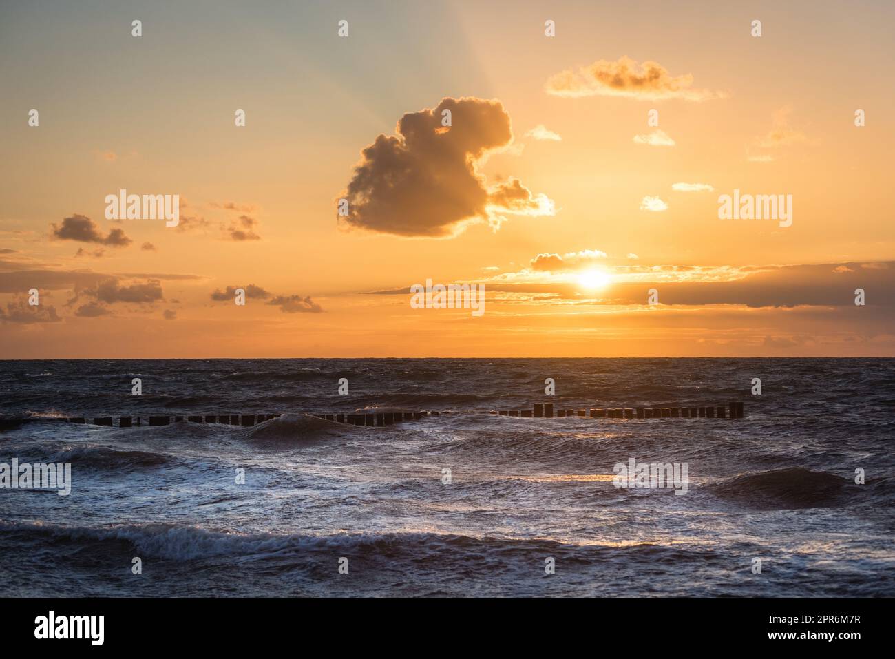 Coucher de soleil mer Baltique Banque D'Images