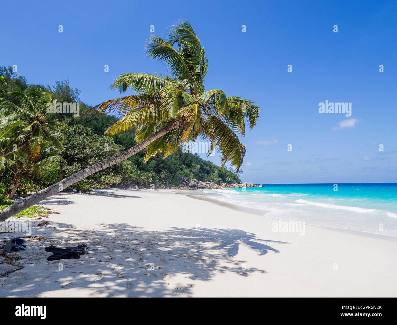 Seychelles, Praslin - célèbre plage d'Anse Goeorgette Banque D'Images
