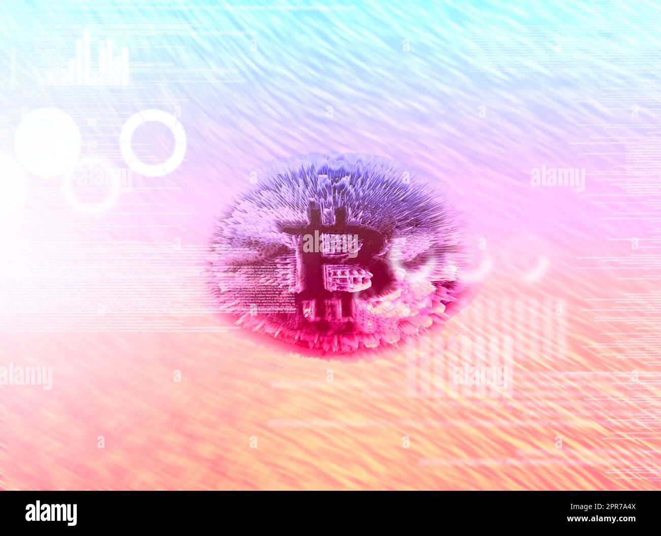 Le monde est en train de changer. Image conceptuelle d'un modèle numérique d'un bitcoin unique sur un arrière-plan lumineux. Banque D'Images