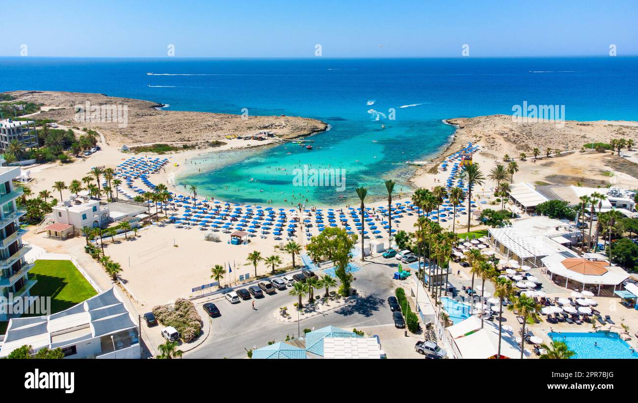 Plage aérienne de Vathia Gonia, Ayia Napa, Chypre Banque D'Images
