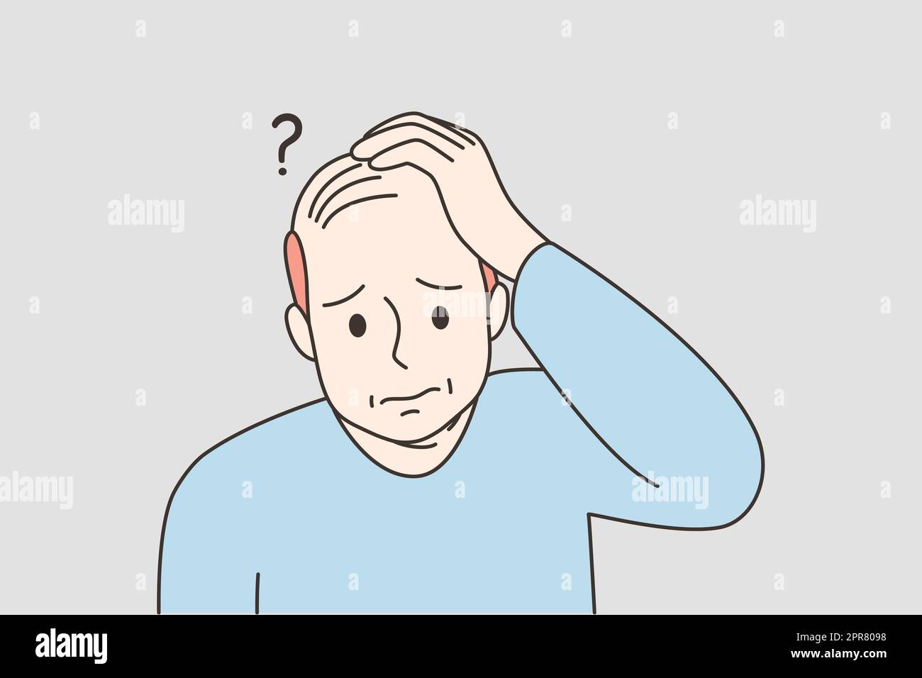 Un homme bald malheureux souffre d'alopécie. Stress bouleversé de la lutte de caractère masculin avec la maladie de perte de cheveux. Problème de santé. Illustration vectorielle. Banque D'Images Un homme bald malheureux souffre d'alopécie. Stress bouleversé de la lutte de caractère masculin avec la maladie de perte de cheveux. Problème de santé. Illustration vectorielle. Banque D'Images