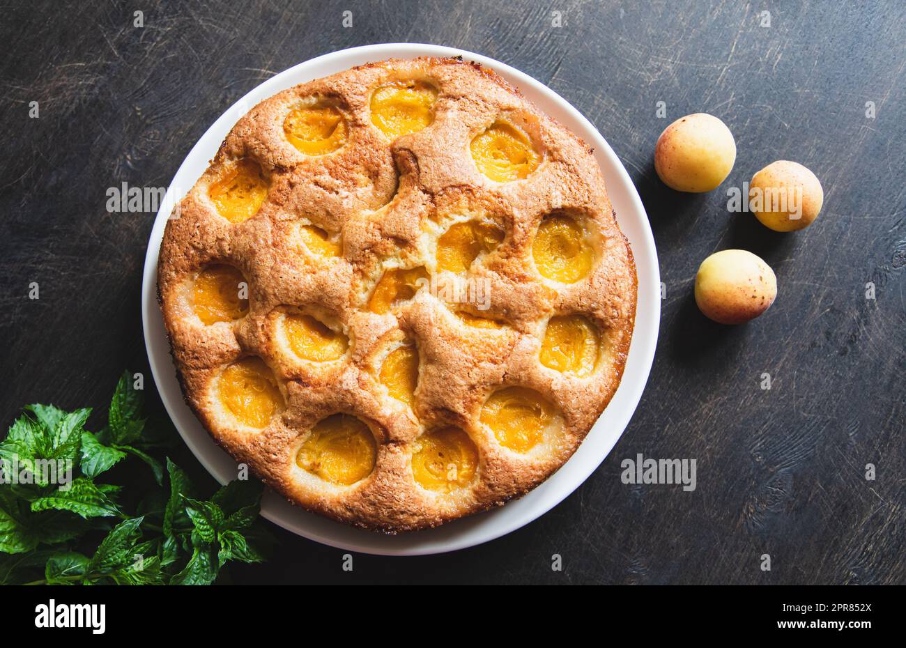 gâteau aux abricots. Délicieux gâteau à l'abricot maison aux abricots frais Banque D'Images