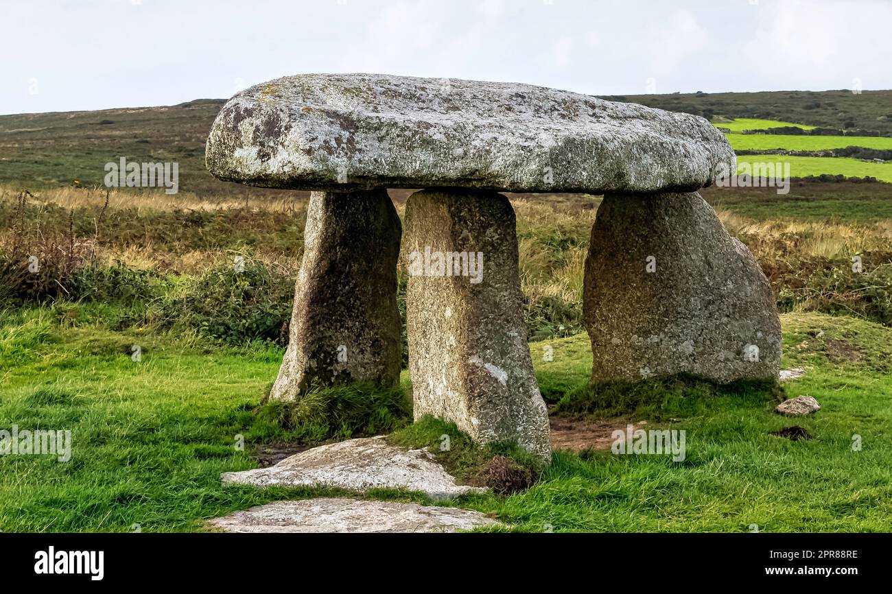 Lanyon Quoit - dolmen à Cornwall, Angleterre, Royaume-Uni Banque D'Images