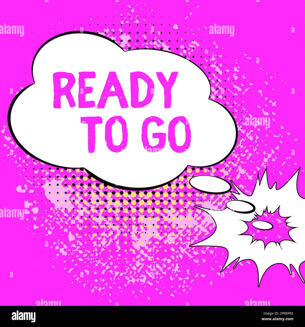 Légende de texte présentant Ready To Go. Mot pour êtes-vous prêt pour la future mission de voyage lancer Cloud bulle de pensée avec modèle pour les bannières Web et la publicité. Banque D'Images