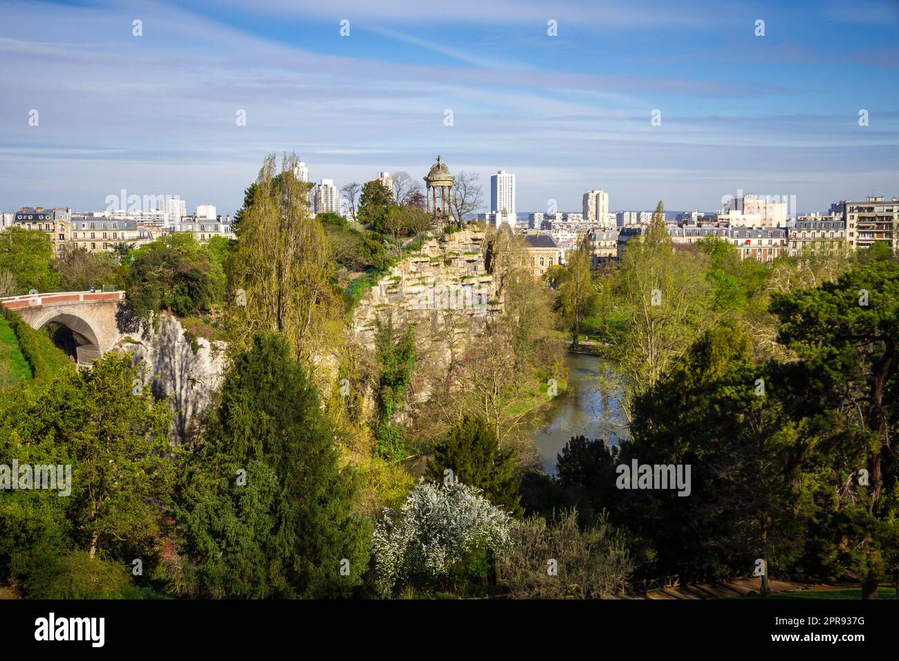 Parc des Buttes Chaumont à Paris Banque D'Images