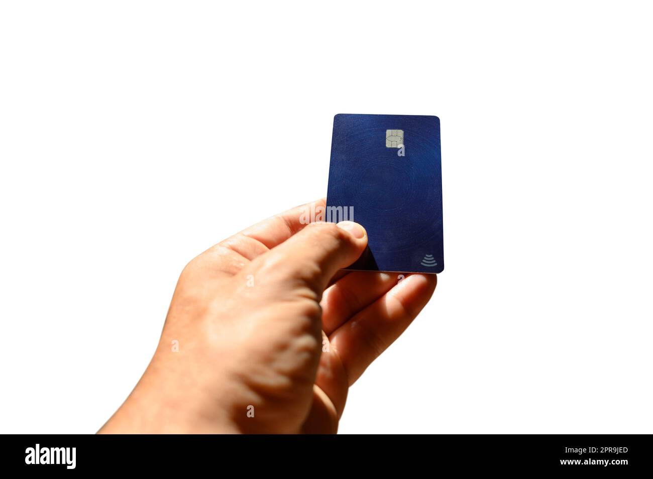L'homme paie avec une carte de crédit rechargeable Banque D'Images