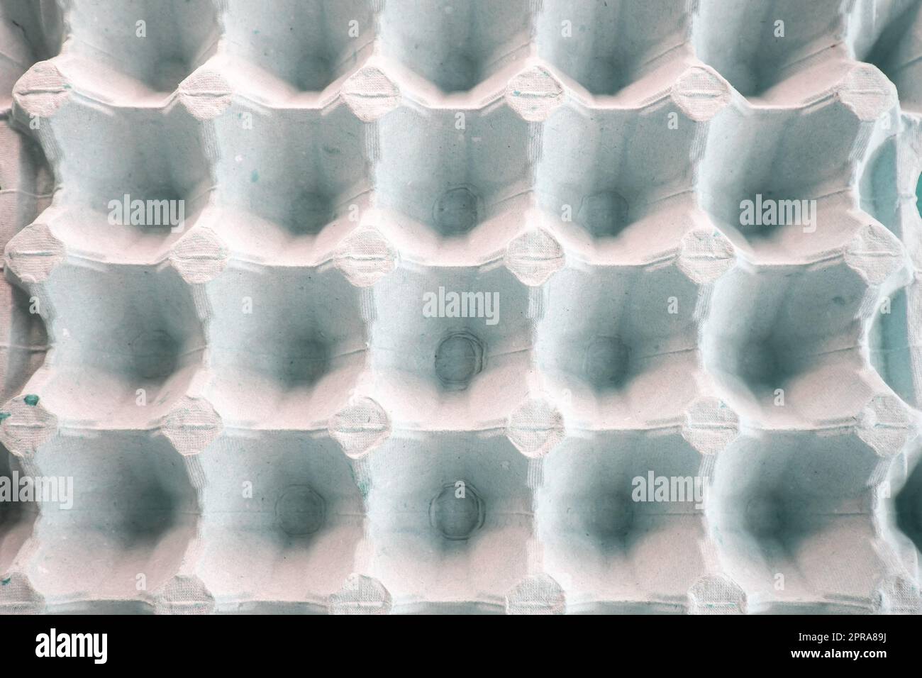 Vue de dessus d'un bac à œufs en carton vide texture de fond d'un récipient en emballage de papier biodégradable avec un motif répétitif Banque D'Images