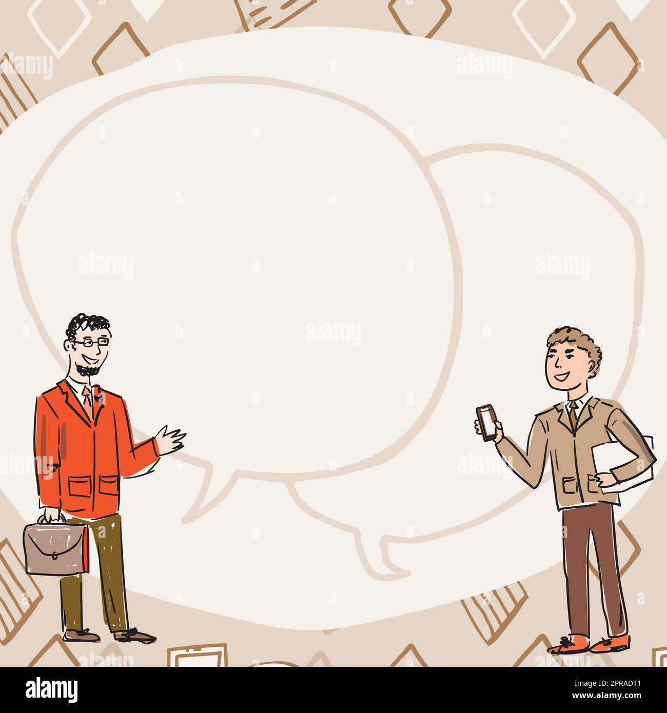 Coéquipiers trouver des indices ensemble Afficher la coopération d'équipe. Collaborateurs collaborateurs travaillant en collaboration avec deux interlocuteurs qui se chevauchent. Arrière-plan du dessin de bulles d'expression. Banque D'Images