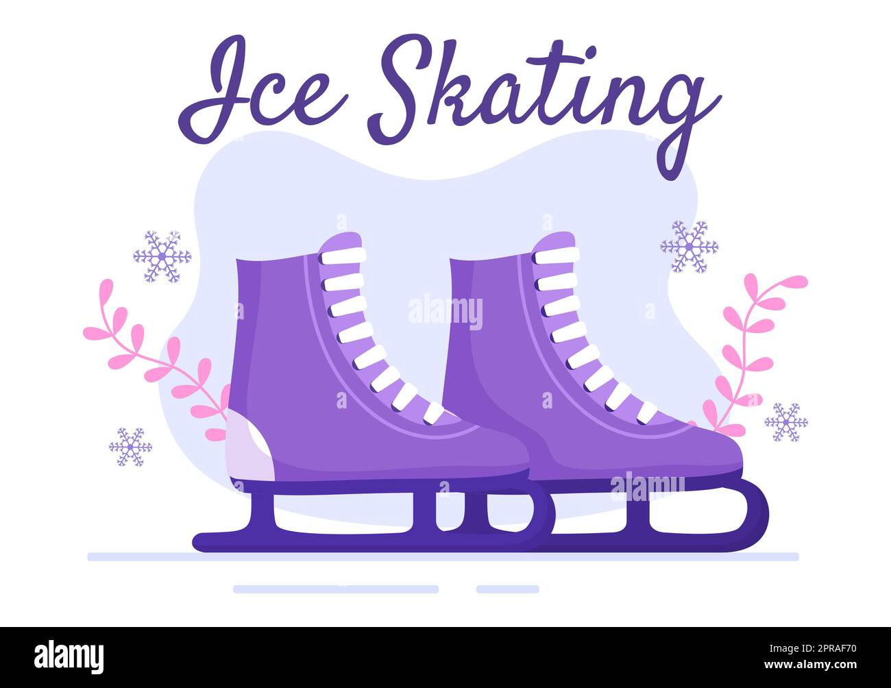 Patinage sur glace dessin main dessin animé dessin animé à la main Illustration de l'hiver Fun activités de sport en plein air sur la patinoire avec vêtements d'extérieur saisonniers Banque D'Images