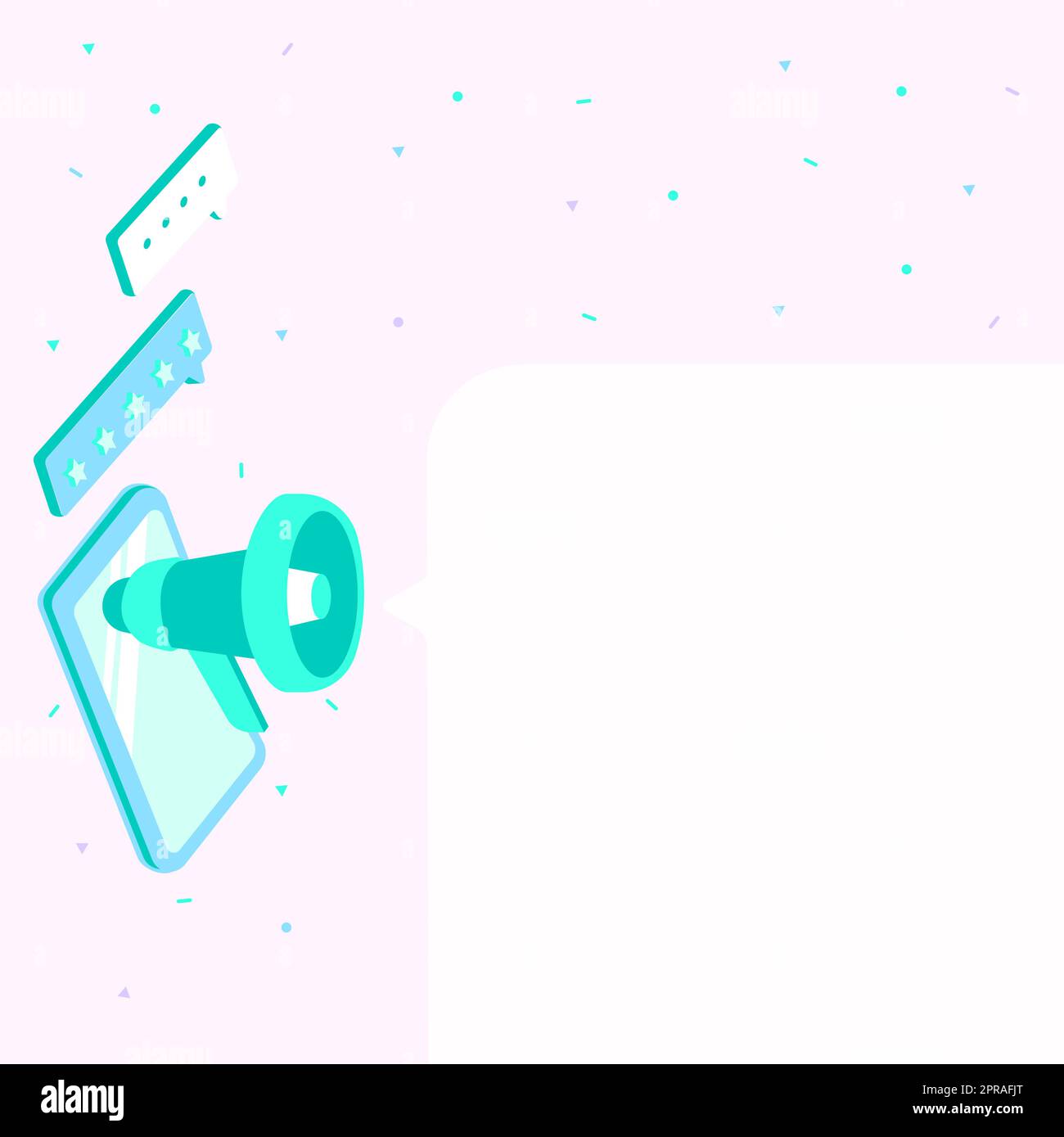 Dessin d'une tablette avec Megaphone faisant une nouvelle annonce dans UNE boîte de conversation. Dessin d'appareil mobile, y compris Bullhorn faisant du tonnerre par message . Illustration de Vecteur