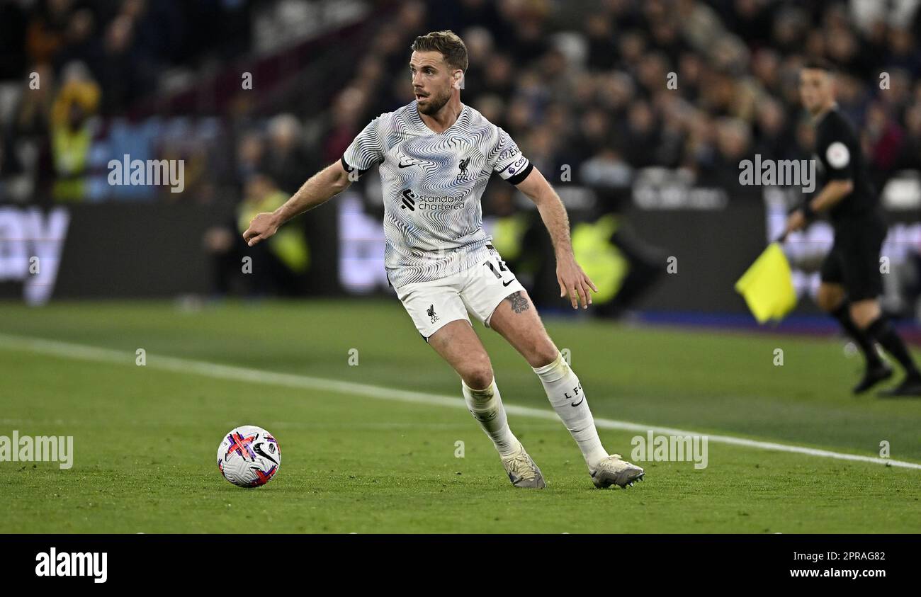 Londres, Royaume-Uni. 26th avril 2023. Jordan Henderson (Liverpool) lors du match West Ham contre Liverpool Premier League au London Stadium, Stratford. Crédit : MARTIN DALTON/Alay Live News Banque D'Images