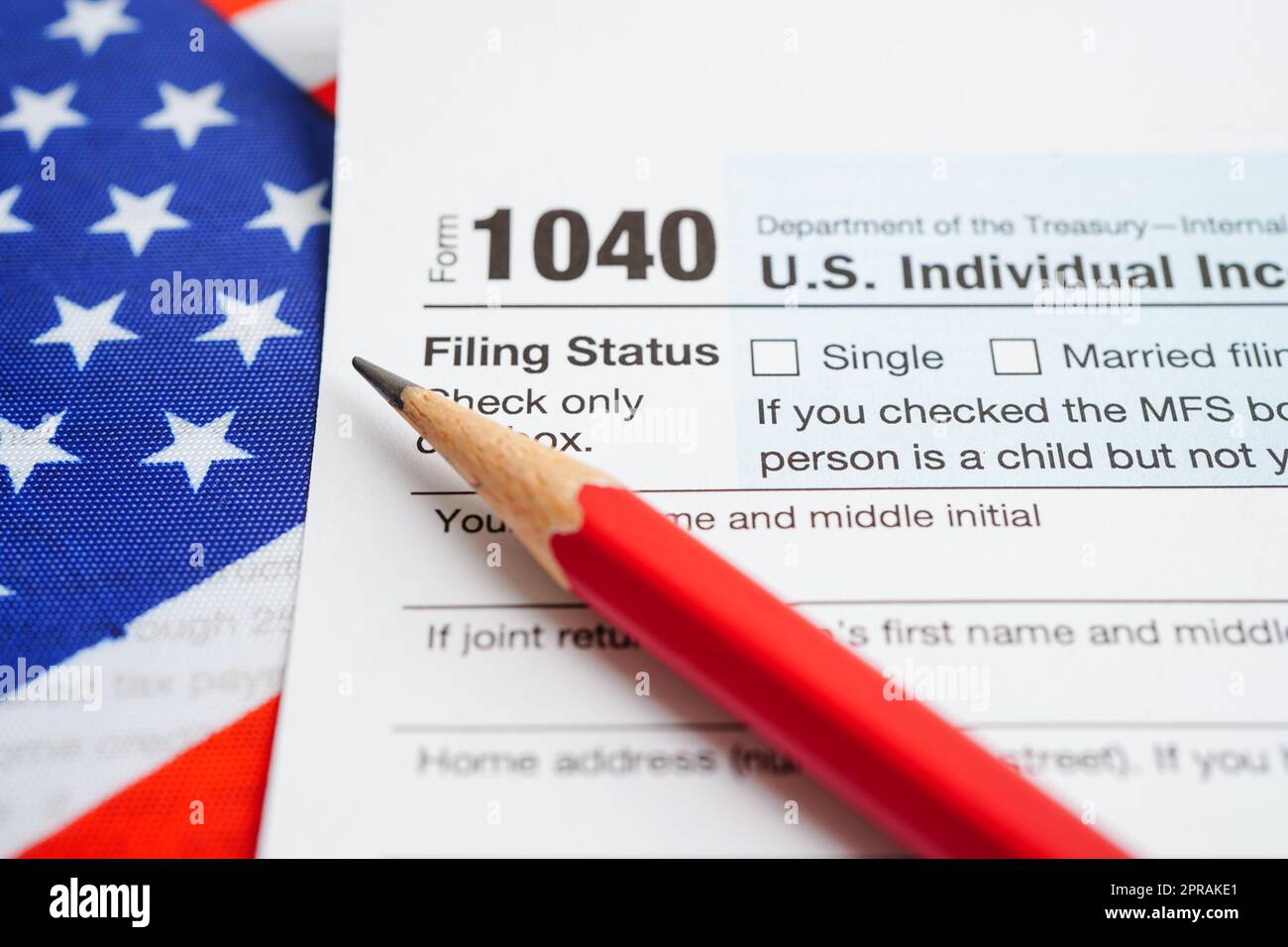 Formulaire fiscal 1040 Déclaration de revenus des particuliers des États-Unis, concept de financement des entreprises. Banque D'Images