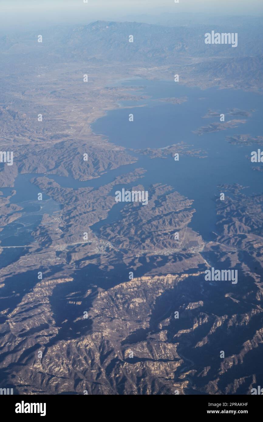 Zones montagneuses de Chinas visibles depuis l'avion Banque D'Images