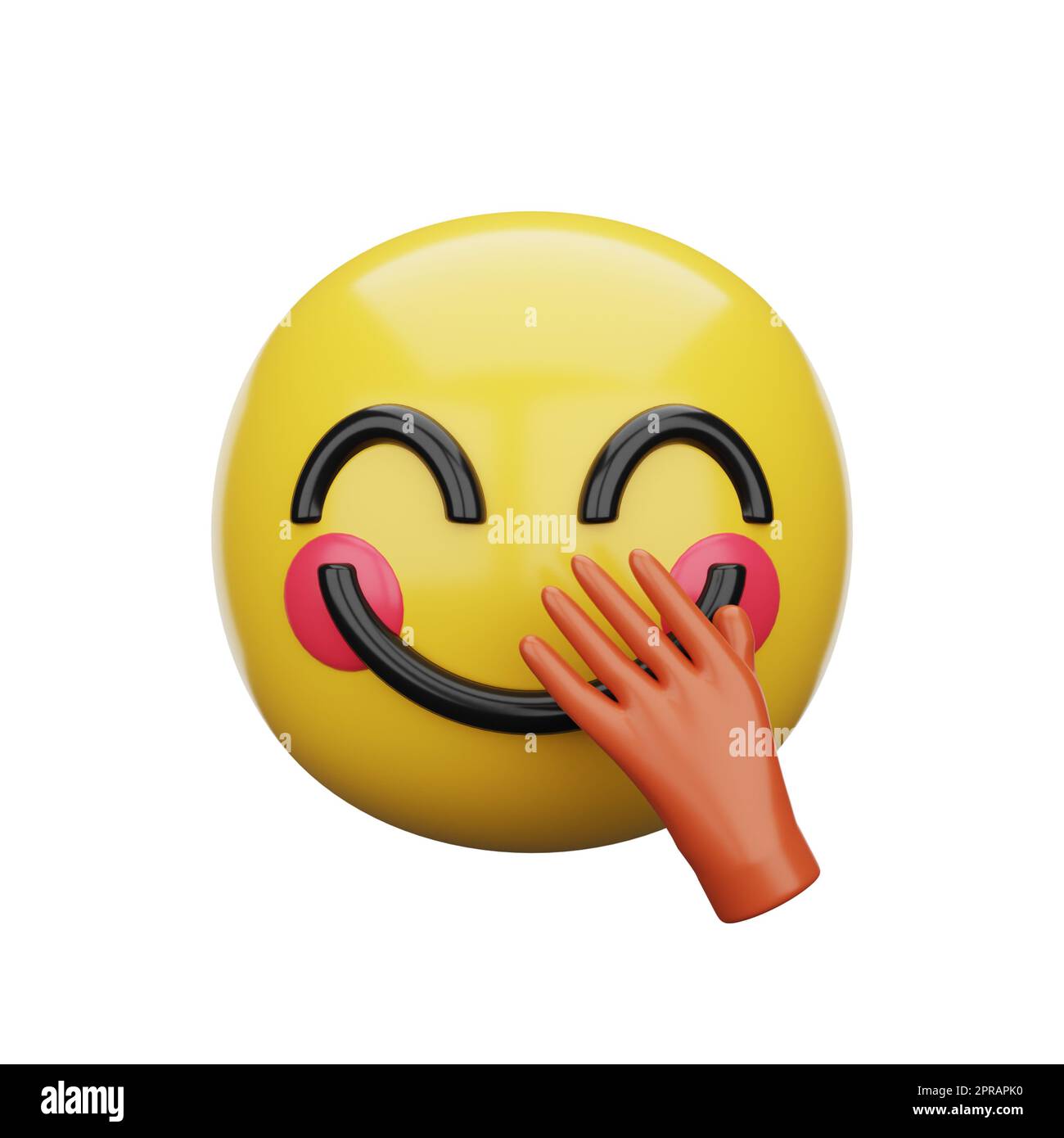 3D visage emoji avec la main sur la bouche Banque D'Images