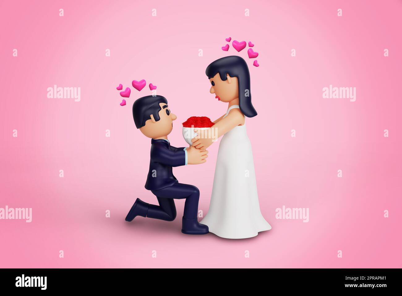 3d moments romantiques de mariage de personnages Banque D'Images 3d moments romantiques de mariage de personnages Banque D'Images