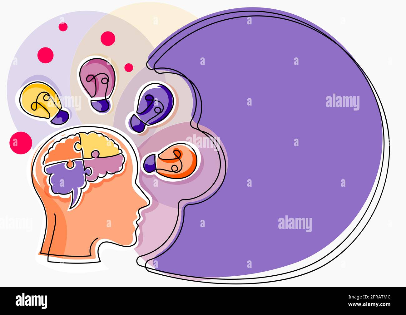 Homme avec un cerveau perplexe penser de nouvelles idées brillantes montrées sur le tableau de présentation. Homme d'affaires présentant des informations récentes. Cadre avec des ampoules autour des concepts de raisonnement. Banque D'Images