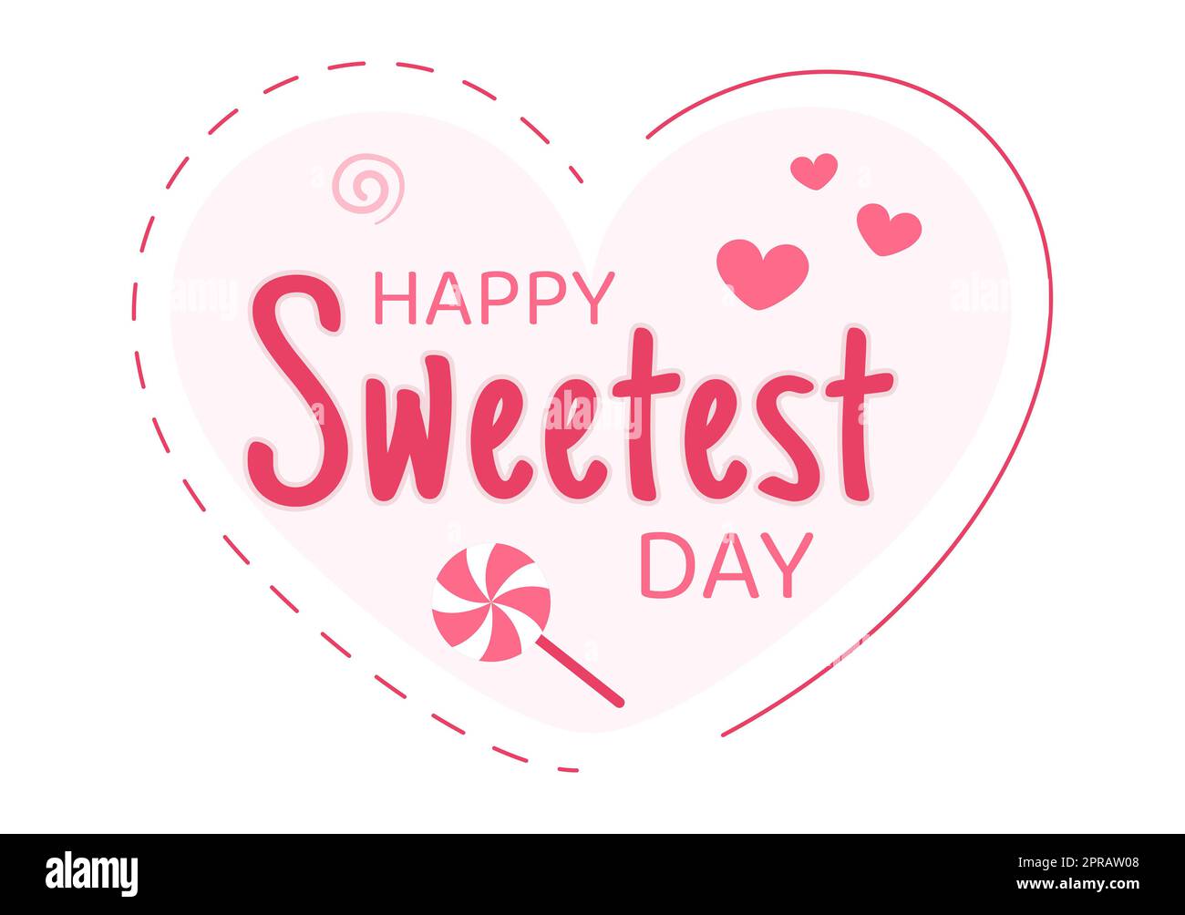 Joyeux jour sucré le 21 octobre Sweet Holiday Event dessin main dessin de dessin animé dessin animé dessin animé de dessin animé avec des gâteaux et de la bonbons dans un fond rose Banque D'Images