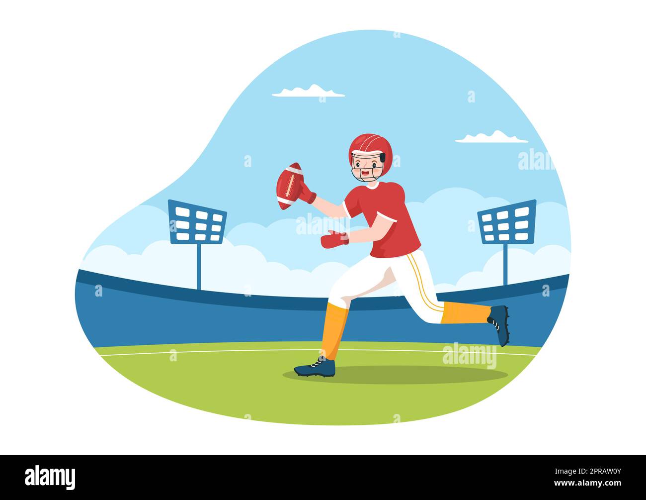 Le joueur américain de football avec le jeu utilise une balle ovale et est Brown at Field dessin main dessin dessin dessin dessin dessin dessin dessin dessin dessin dessin dessin dessin dessin dessin animé à la main Banque D'Images
