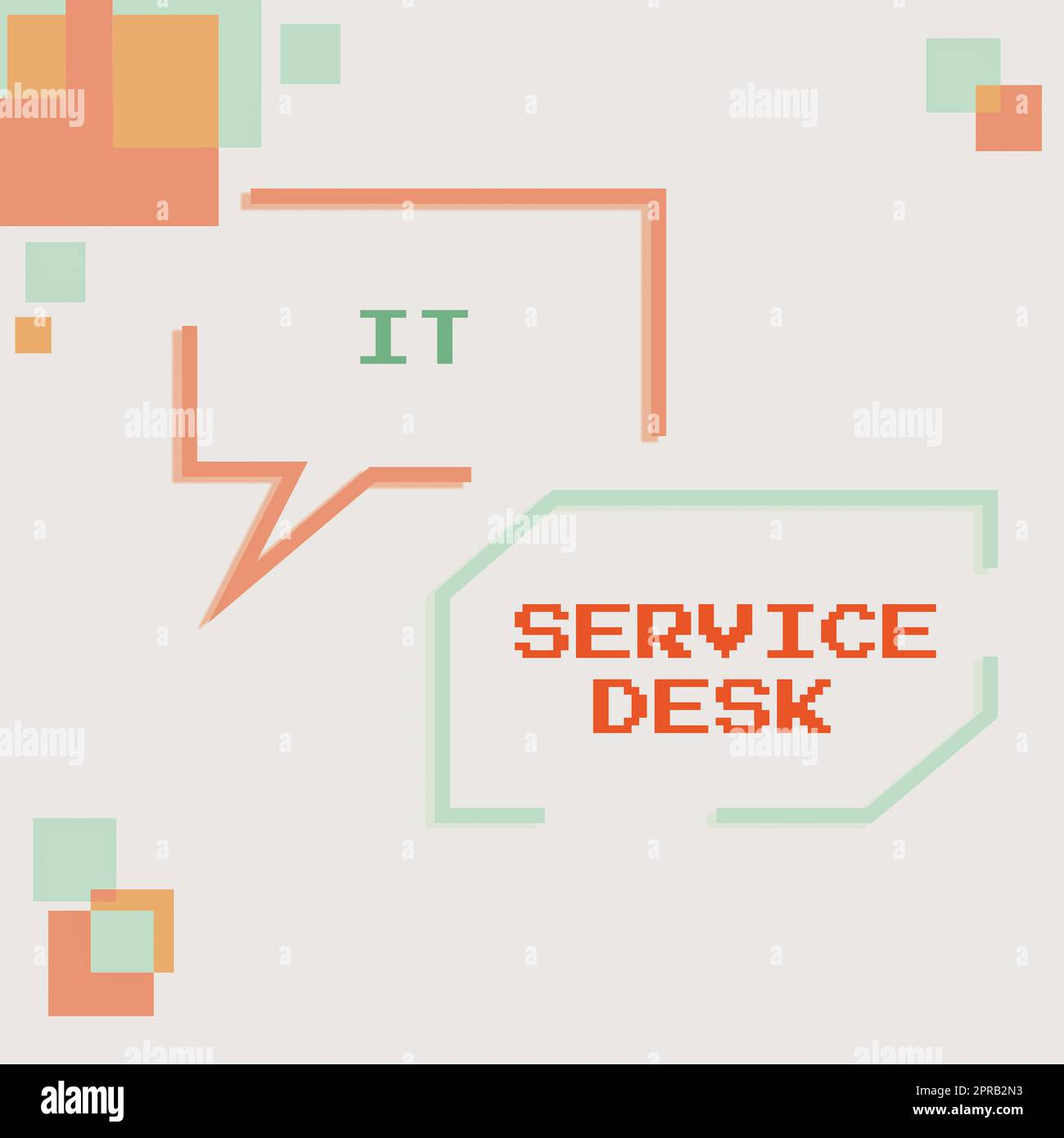 Légende conceptuelle IT Service Desk. Concept Internet support technologique assistance en ligne centre d'aide boîtes de message vierges Afficher les bannières pour la publicité d'affaires. Banque D'Images