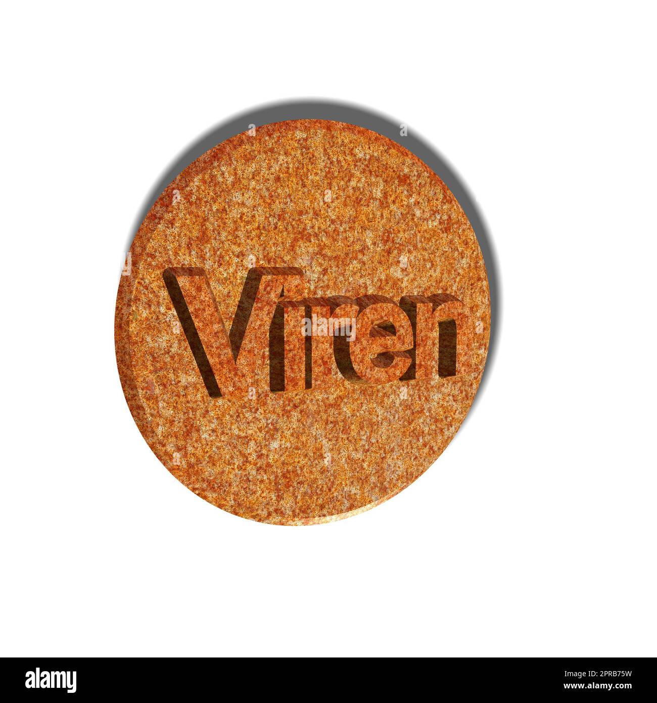 'Viren' = 'viruss' - mot, lettrage ou texte comme illustration 3D, rendu 3D, graphiques d'ordinateur Banque D'Images