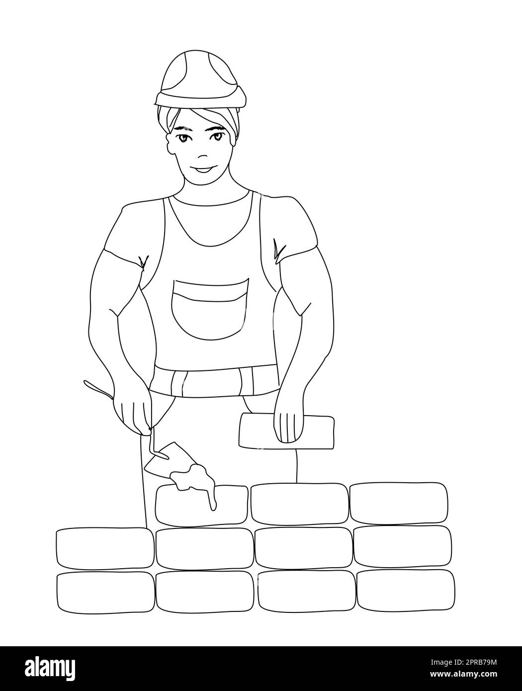 Builder de travailler. Mason fait de travail pose de briques. Banque D'Images