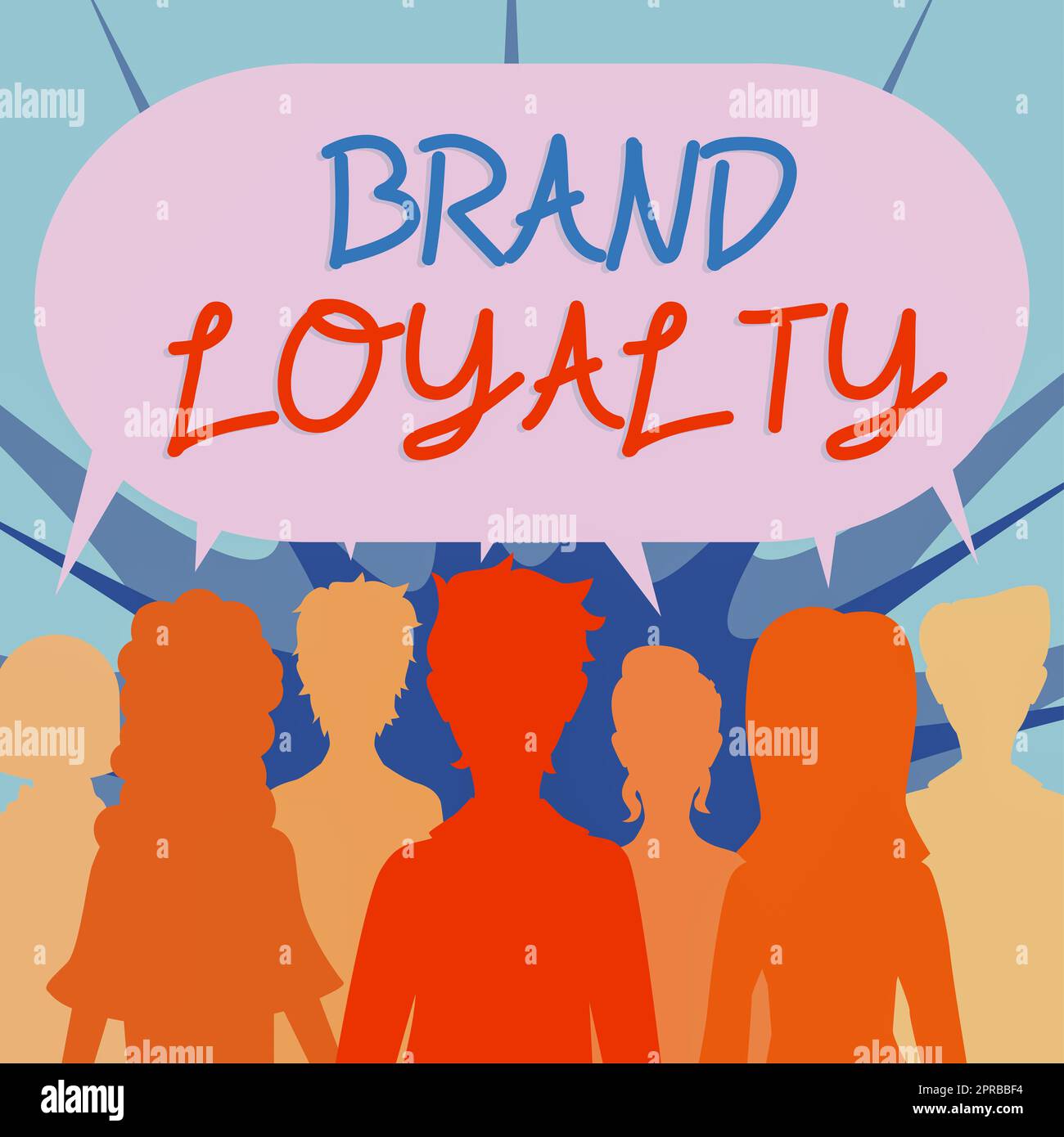 Écriture affichant le texte fidélité de la marque. Concept signification achat répété Ambassadeur patronage favori Groupe de confiance de personnes partageant des informations importantes dans la bulle de discours. Banque D'Images