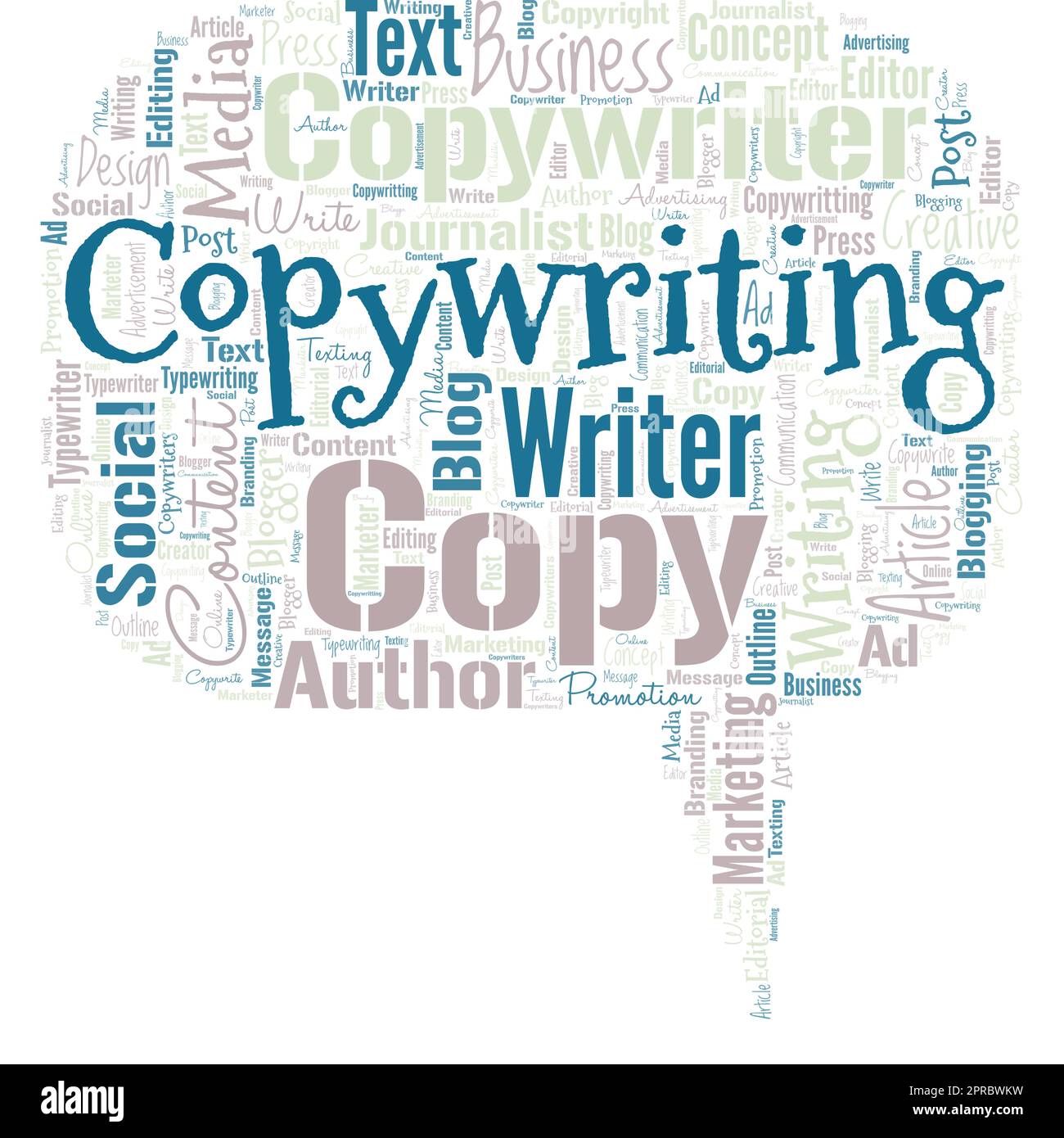 Gros nuage de mot en forme de bulle de la parole avec le mot copywriting. Rédaction du texte de publicités ou de matériel publicitaire Illustration de Vecteur