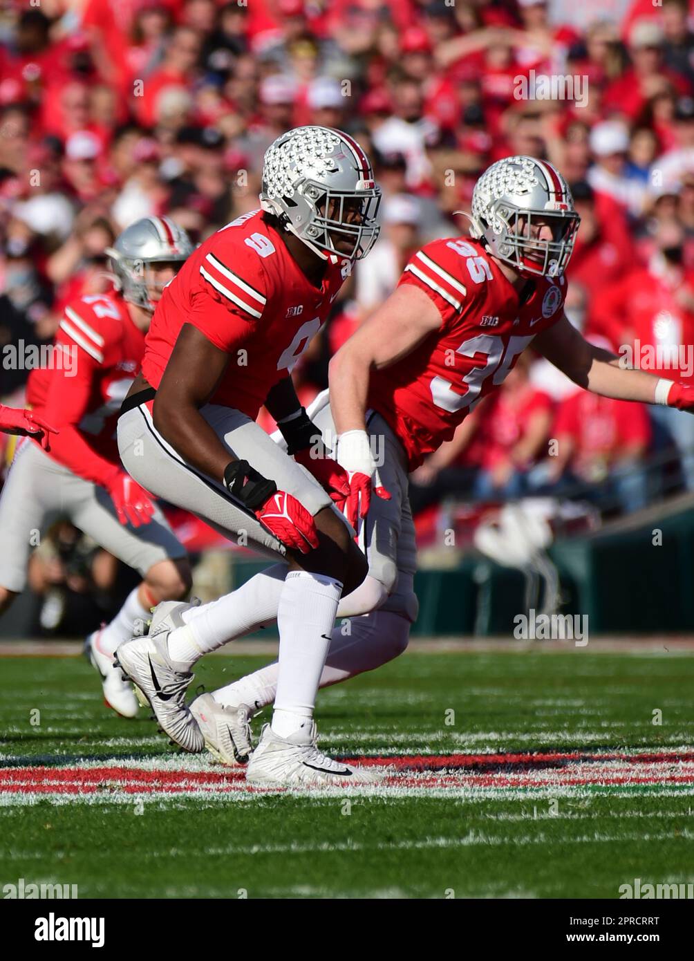 (PHOTOS DU FICHIER).ancien rousseur de front/front de mer sur la défensive du buckeye de l'État de l'Ohio (9) Zach Harrison devrait aller tôt dans les séries 3rd et 4th de la version 2023 de la NFL, ici il est photographié sur 9 janvier 2022 pendant le Rose Bowl contre les Utah Utes, Le projet NFL aura lieu à Kansas City sur 27 avril 2023.(crédit obligatoire : José/MarinMedia.org/CSM) (photographe complet absolu et crédits requis) Banque D'Images