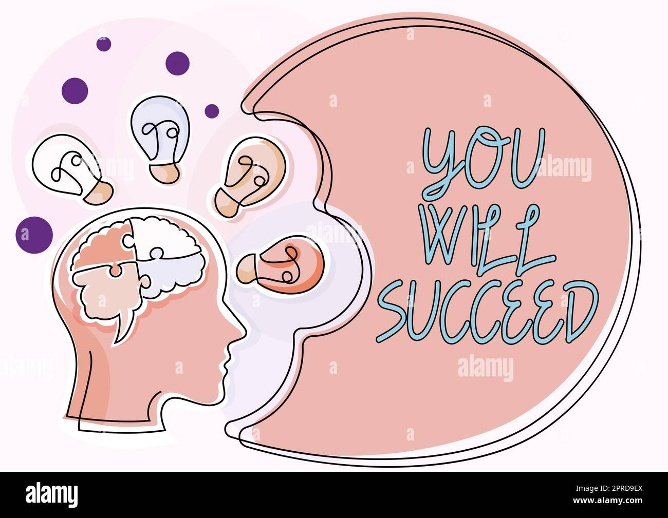 Exposition conceptuelle vous réussirez, mot écrit sur la motivation d'inspiration pour continuer à travailler être positif Homme avec le cerveau étonnant penser nouvelles idées Show Banque D'Images
