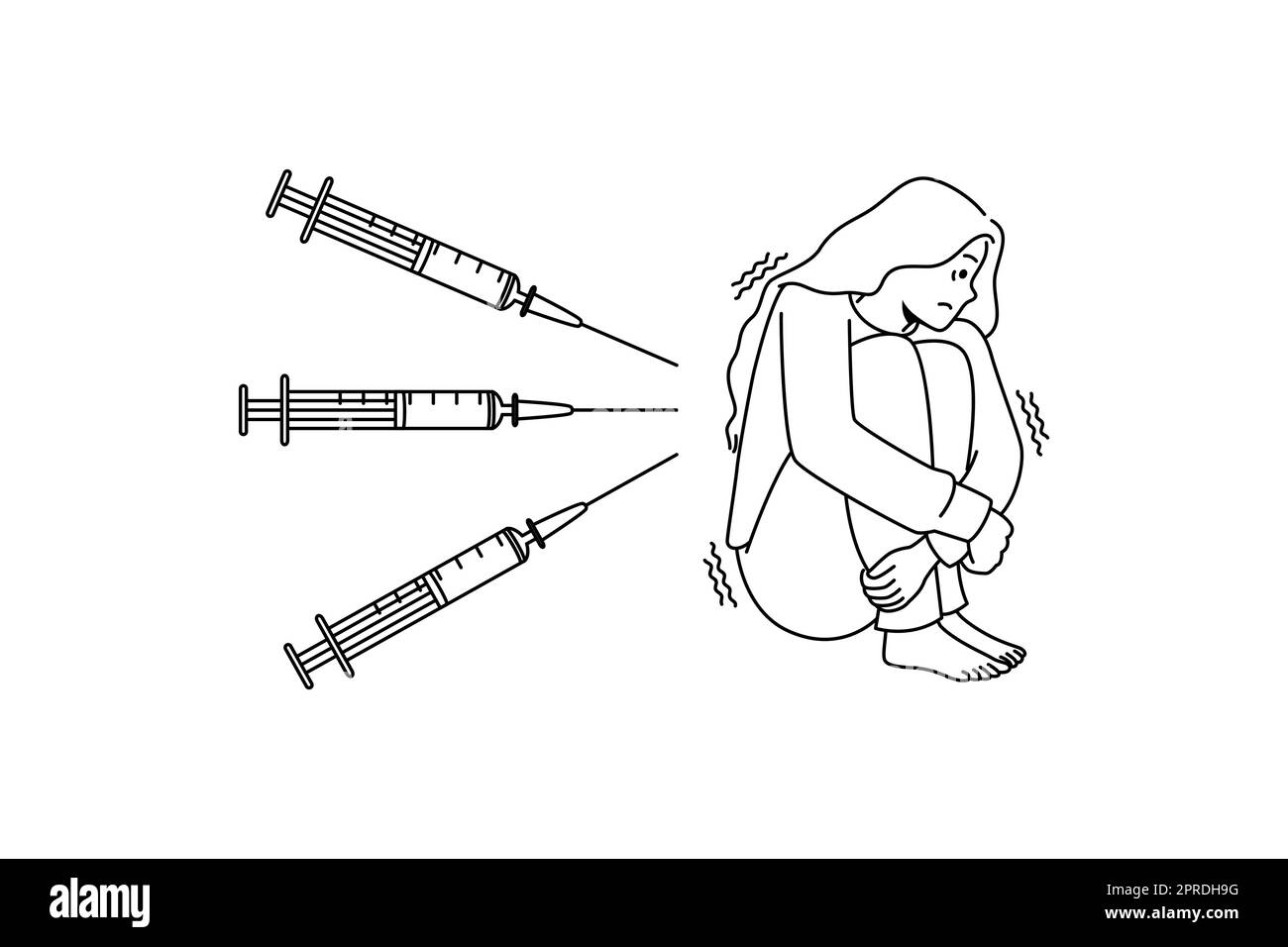Femme stressée peur des injections Illustration de Vecteur