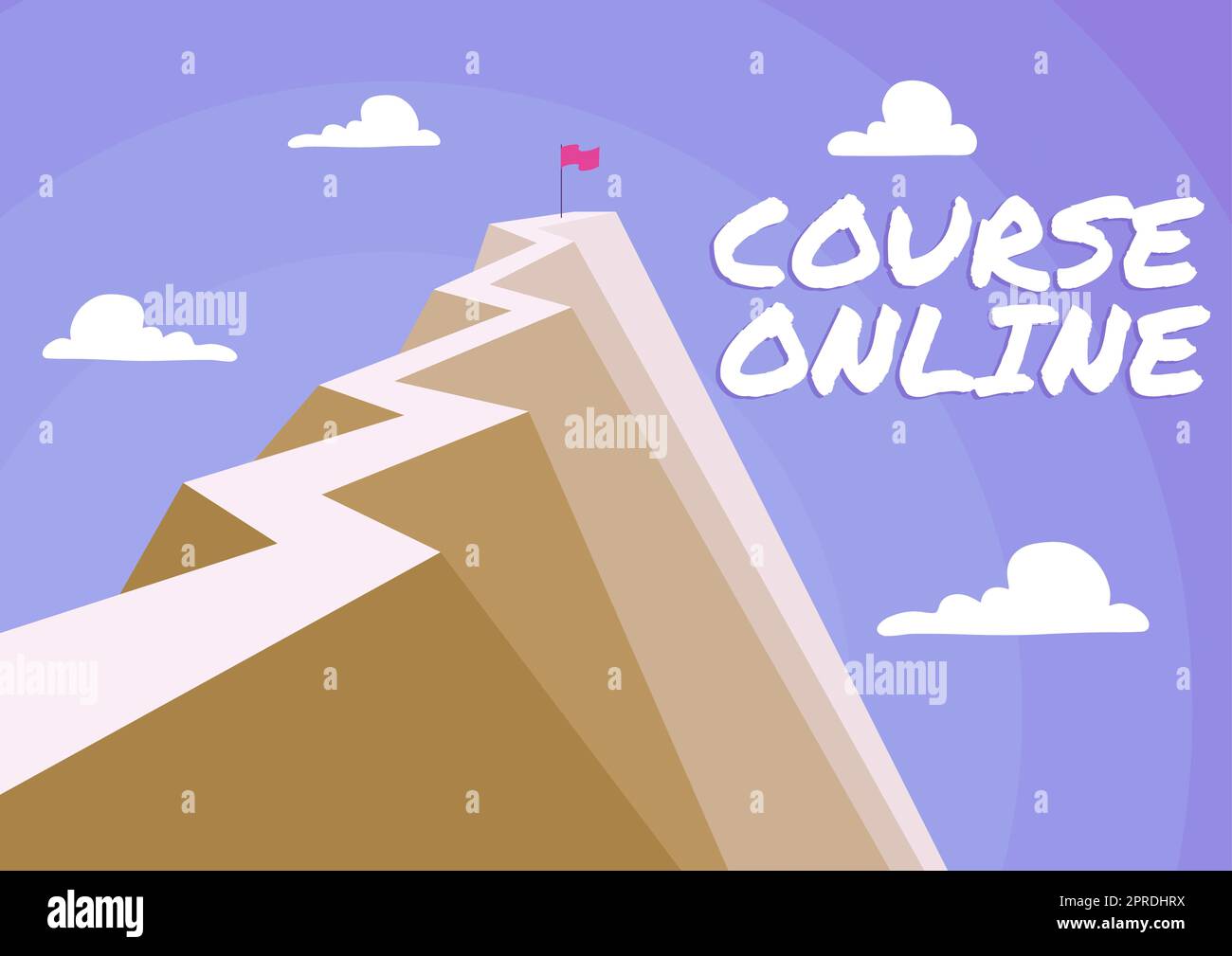 Cours de légende conceptuelle en ligne. Aperçu de l'entreprise eLearning formation électronique étude à distance classe numérique montagne montrant la route haute symbolisant la réalisation des objectifs avec succès. Banque D'Images