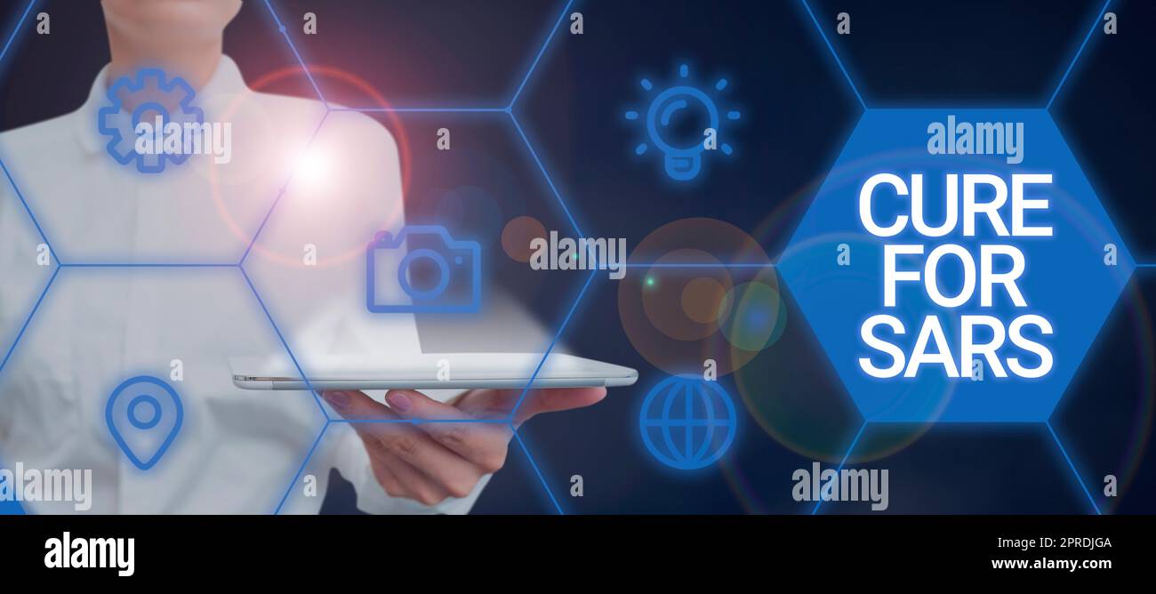 Inspiration montrant le traitement des signes pour le SRAS. Idée d'affaires traitement médical sur le syndrome respiratoire aigu sévère bulle de parole au sol avec des informations importantes écrites dans. Banque D'Images