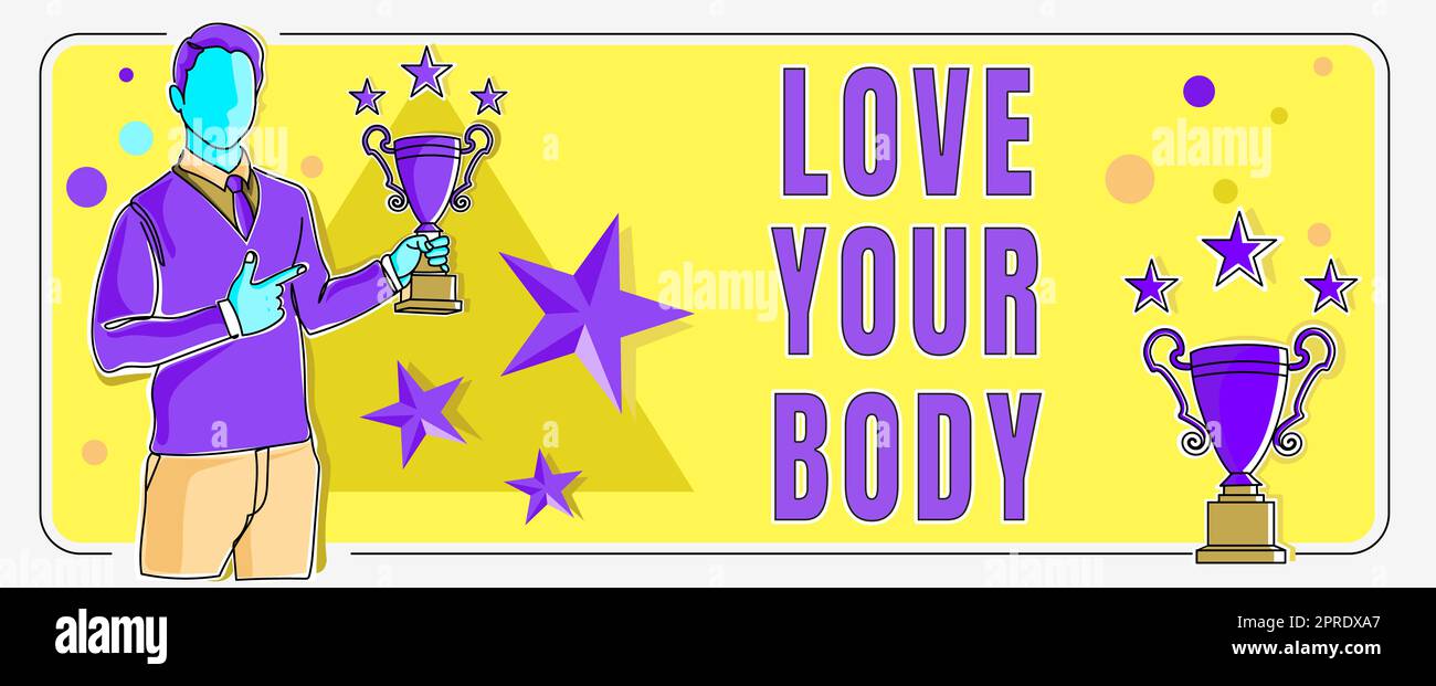 Texte montrant l'inspiration Love Your Body. Concept signification Selfacception prendre soin de vous avoir une bonne alimentation Dame en costume tenant le stylo symbolisant les réalisations réussies de travail d'équipe. Banque D'Images