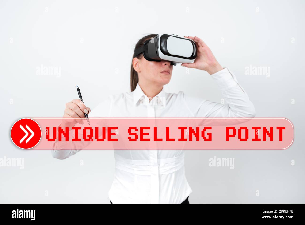 Affiche présentant un point de vente unique, vitrine d'affaires différencier les caractéristiques et avantages spécifiques d'un produit Banque D'Images