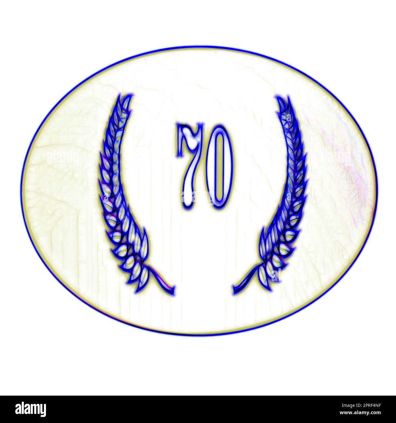 Numéro 70 avec couronne de Laurier ou couronne d'honneur comme 3D-illustration, 3D-rendu Banque D'Images