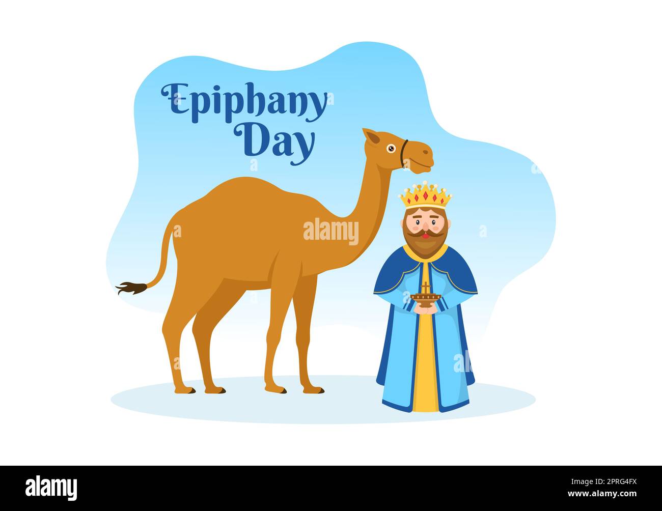 Happy Epiphany Day Template dessin main dessin de dessin de dessin animé Illustration plate Festival chrétien à la foi sur la Divinité de Jésus depuis son arrivée au monde Banque D'Images