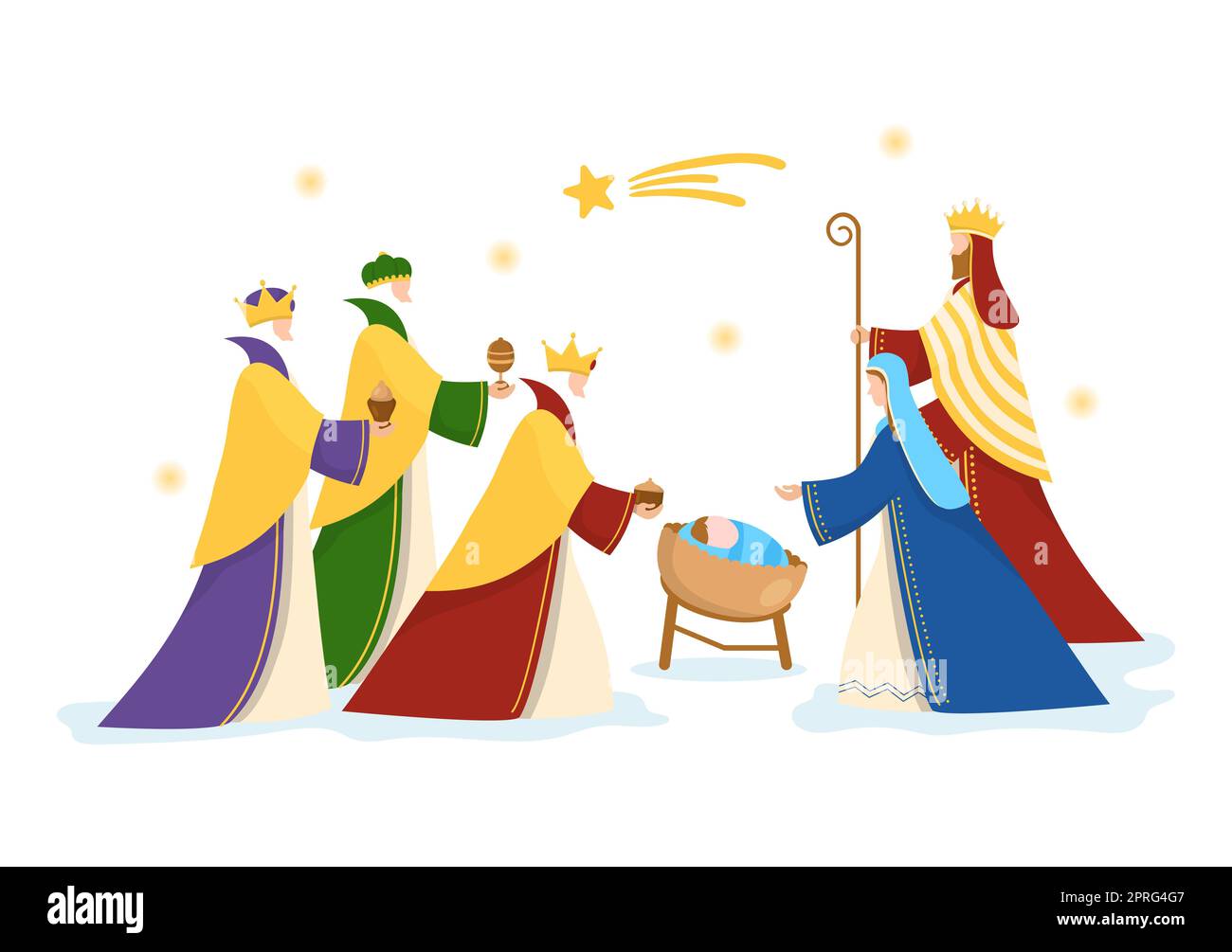 Happy Epiphany Day Template dessin main dessin de dessin de dessin animé Illustration plate Festival chrétien à la foi sur la Divinité de Jésus depuis son arrivée au monde Banque D'Images