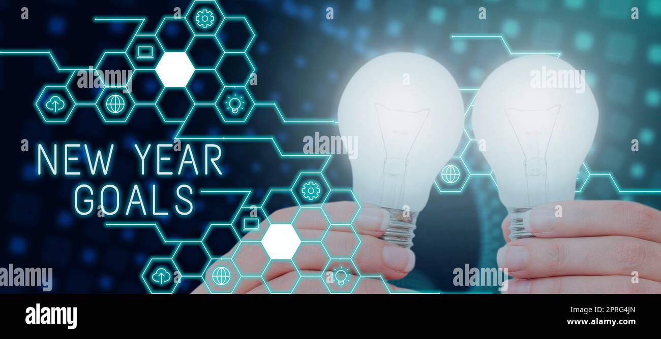 Affiche affichant les objectifs de la nouvelle année. Business concept résolutions pour 365 jours à venir motivation à changer Banque D'Images